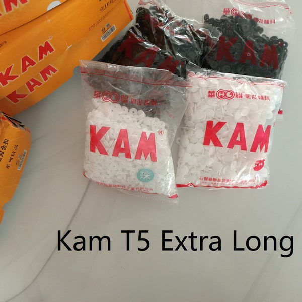 Size 20 T5 Extra Long Prong KAM Snaps, Plastic Snaps, Fastener, black or white clours, for Diapers, Bibs, Baby Clothing, Garments