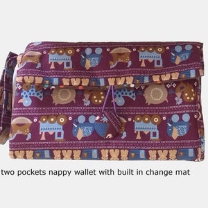 CLEARANCE:Nappy wallet Nappy Wallet with waterproof Change Mat pacifier strap diaper clutch Pattern 2