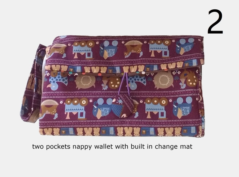 CLEARANCE:Nappy wallet Nappy Wallet with waterproof Change Mat pacifier strap diaper clutch Pattern 2