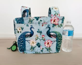 Walker Bag with Bottle Holder: Cotton Wheelchair Organizer, Key Loop