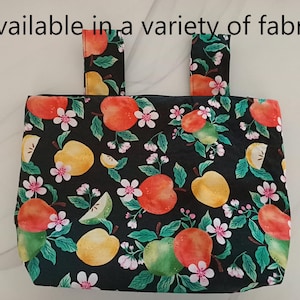 Floral Wheelchair Bag with Zipper: Cotton Wheelchair Organizer