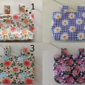 Contenitore per sedia a rotelle con motivo floreale: chiusura magnetica, borsa organizer in cotone