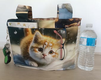 Walker Bag with Bottle Holder: Cotton Wheelchair Organizer