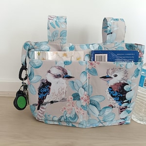 Walker Bag with Bottle Holder: Wheelchair Organizer, Handmade Cotton Accessory
