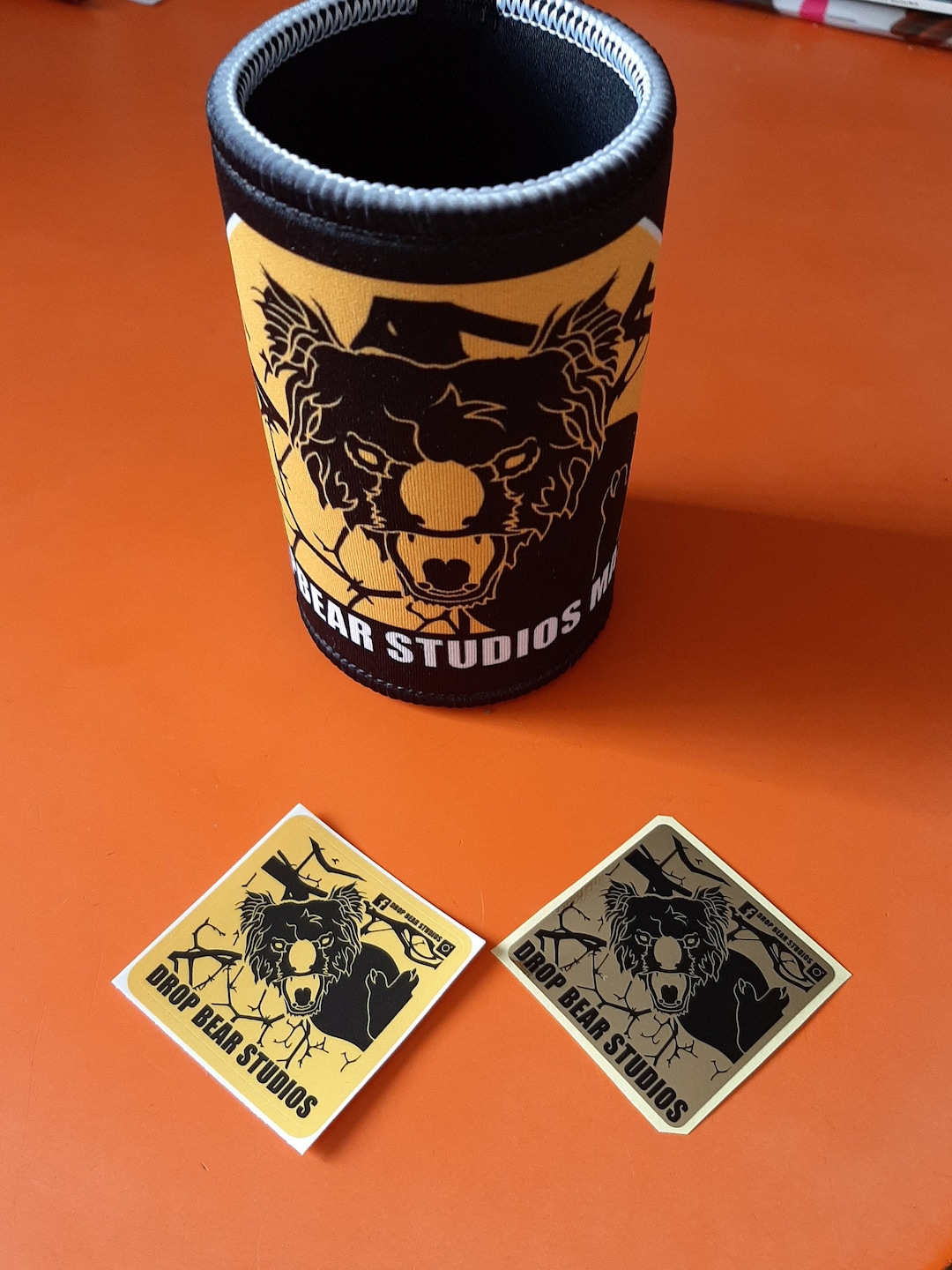 Dropbear Studios Masks Beer Koozie 2 Free Stickers Etsy