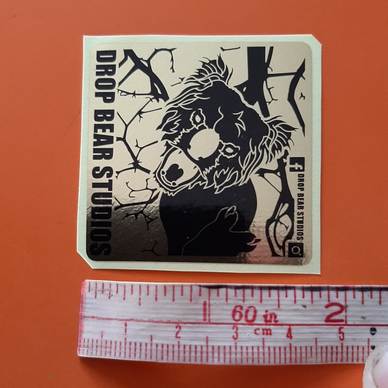 3pk Dropbear Studios Masks Gold Glossy Sticker 60mm X 60mm Etsy