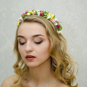 New spring colorful headband/ Ukrainian floral crown/ tulip and lily headpiece