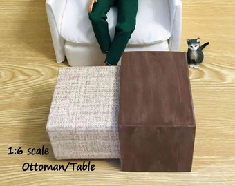 1:6 Scale Ottoman Coffee Table for 11"-12" fashion dolls. Made in the USA.