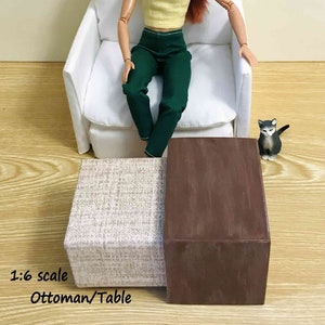 1:6 Scale Ottoman Coffee Table for 11"-12" fashion dolls. Made in the USA.