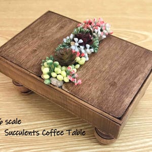 1:6 Scale Succulents Coffee Table for 11&quot;-12&quot; fashion dolls. Made in the USA.