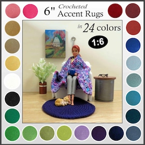 1:6 Scale Crocheted Accent Rugs (6" Diameter, 24 Colors)