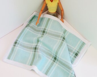 1:6 Sherpa Throw Blanket in Plaid Flannel Fleece for all 11"-12" fashion dolls. Made in the USA.