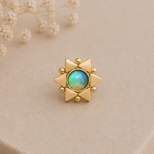 Opal Nose Stud Ring - Surgical Steel Nose Screw Stud - Gold Nose Ring - Nose Pin - Nose Piercing Jewelry - 22G 20G 18G 16G