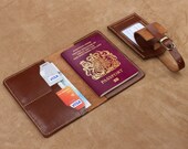 Passport Holder Leather Passport cover with Card Holders Travel Document Wallet Leather Luggage Tag Travel Set
