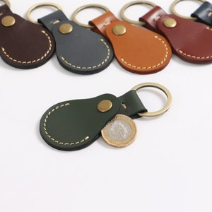 Handmade Real Leather Coin Holder Key Ring One Pound/Euro Key Fob For Shopping Trolley image 4