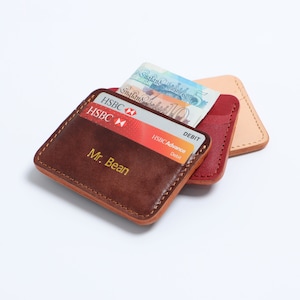 Porta carte in pelle conciata al vegetale cucito a mano in omaggio