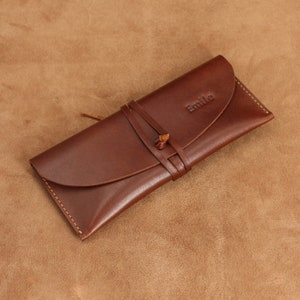 Leather Pencil Case Pen Case Makeup Bag Leather Wallet