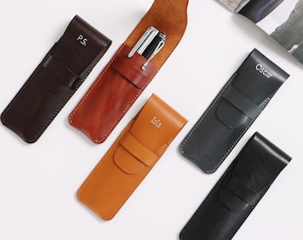 Porte-stylo personnalisé en cuir pleine fleur - Étui pour stylo-plume