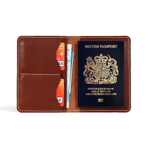 Porta-passaporte de couro Capa para passaporte de viagem com porta-cartões Carteira para documentos de viagem