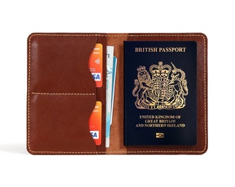 Handmade Leather Passport Holder with Card Slots