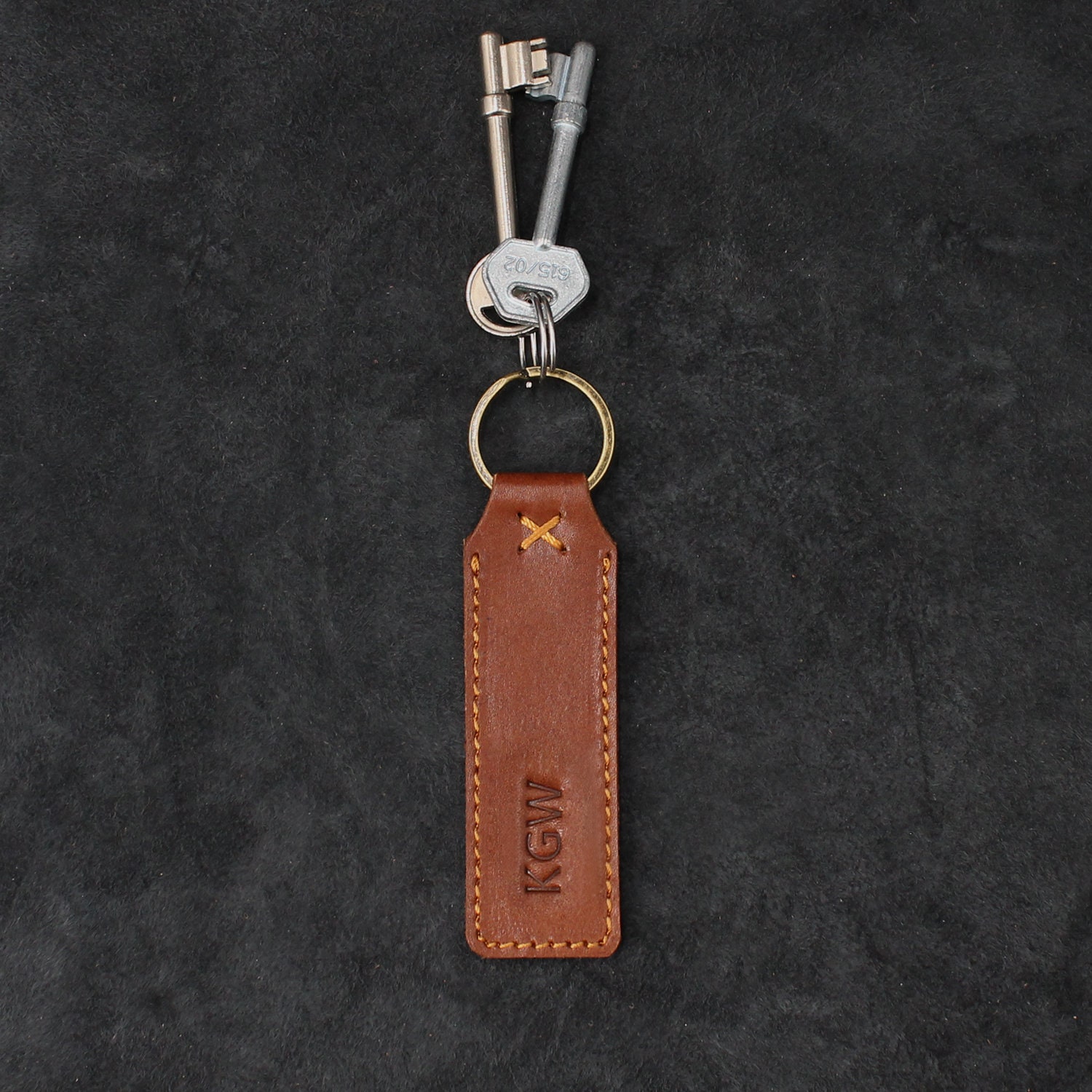 Leather Keyring Leather Keychain Emboss Monogrammed Key Holder Etsy