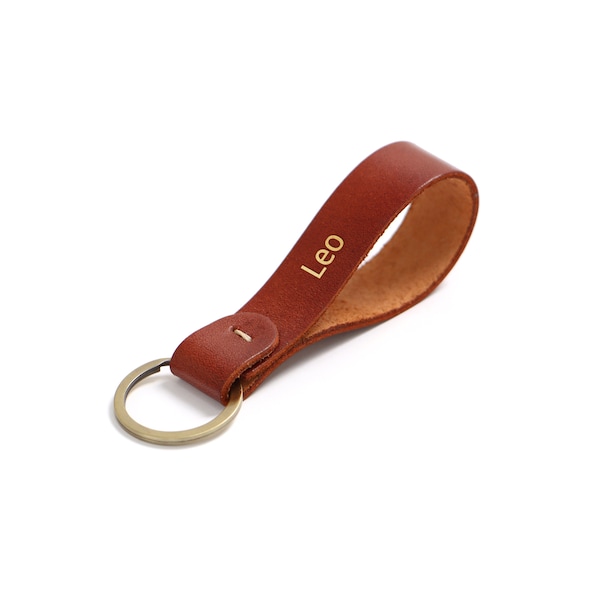 Leather Keyring Leather Keychain Personalised Leather Key Fob Key Holder Gift for Her/ Him