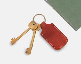 Leather Key Fob Leather Keyring Keychain Personalised Key Holder Gift for Her/ Him