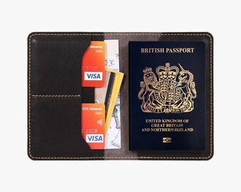 Leather Passport Holder and Luggage Tag Set, Personalized Travel Wallet