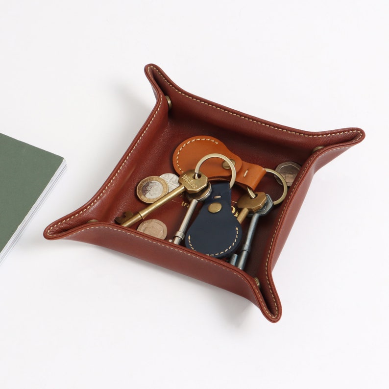 Handmade Real Leather Coin Holder Key Ring One Pound/Euro Key Fob For Shopping Trolley image 7