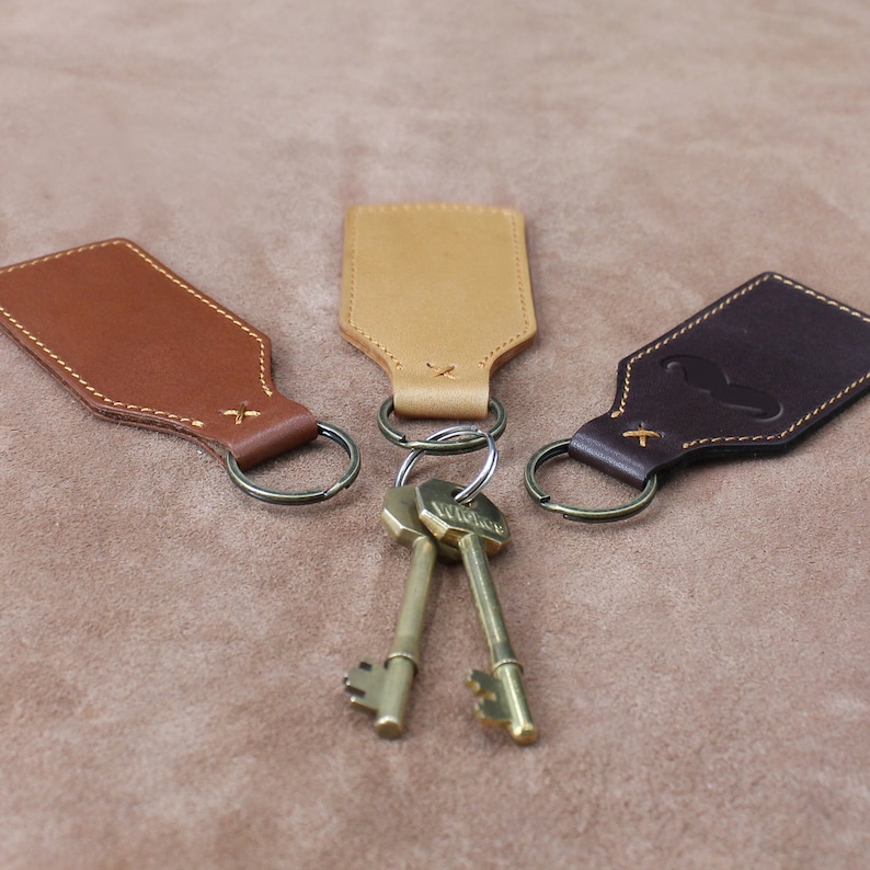 Leather Keychain Leather Luggage Tag Monogrammed Keyring Key Etsy UK