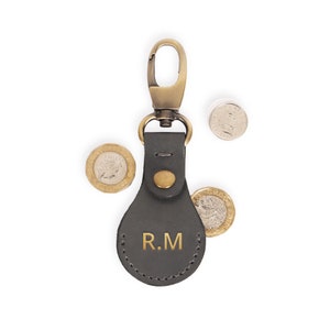 Porta monete in vera pelle fatto a mano Porta monete da una sterlina/euro per carrello della spesa