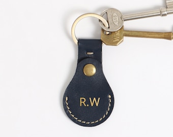 Handmade Leather Coin Holder Key Fob, Personalised Shopping Trolley Token