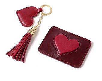 Personalised Leather Card Holder and Keychain Set