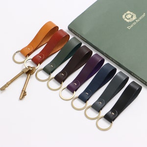 Leather Keyring Leather Keychain Personalised Leather Key Fob Key Holder Gift for Her/ Him image 6