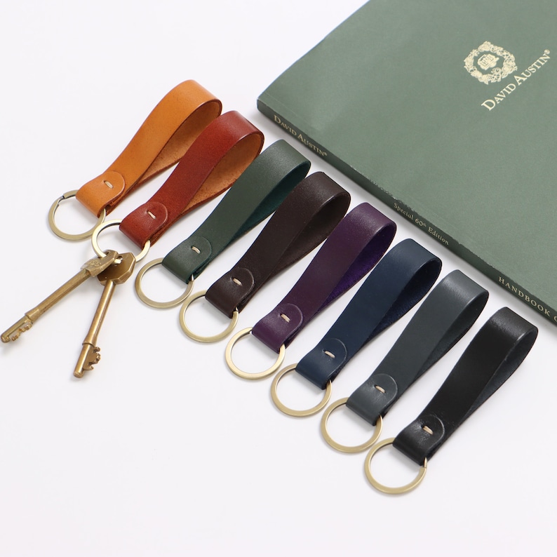 Leather Keyring Leather Keychain Personalised Leather Key Fob Key Holder Gift for Her/ Him image 6