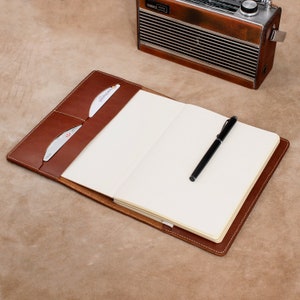 Carnet de notes A5 personnalisé en cuir, journal professionnel rechargeable avec 2 porte-cartes, carnet de voyage en cuir