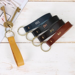 Leather Keyring Leather Keychain Personalised Leather Key Fob Key Holder Gift for Her/ Him image 5