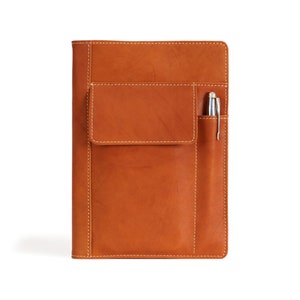 Refillable Leather A5 Notebook with Pen Pocket  Traveler's Journal  with Mobile Phone Pocket