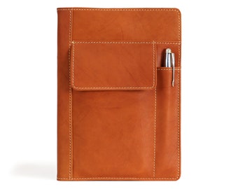 Refillable Leather A5 Notebook with Pen Pocket  Traveler's Journal  with Mobile Phone Pocket