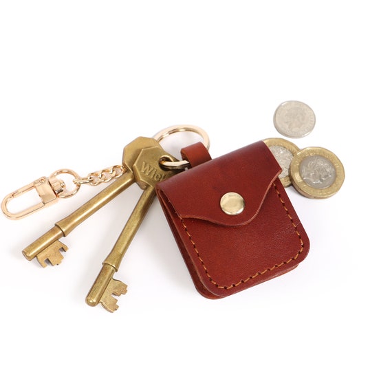 Leather Coin Purse Keychain Leather Coin Case Etsy Canada