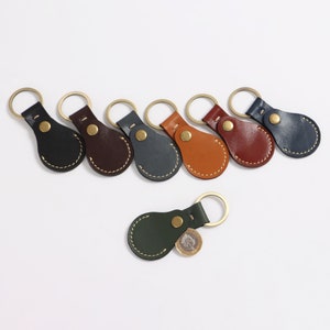 Handmade Real Leather Coin Holder Key Ring One Pound/Euro Key Fob For Shopping Trolley image 5