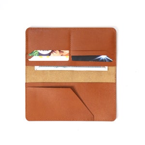 Cartera de cuero larga personalizada Cartera de cuero genuino Cartera plegable larga