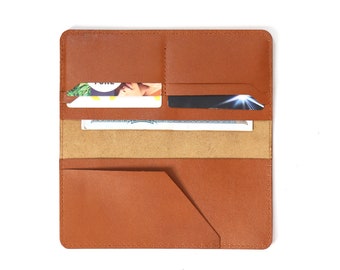 Personalized Long Leather Bifold Wallet, Genuine Leather
