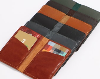 Handmade Leather Card Holder: Mini Pocket Wallet, Personalized