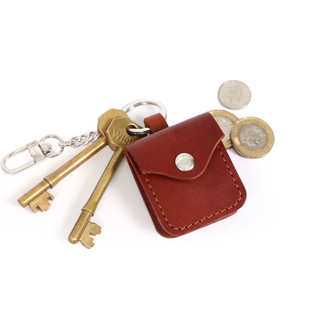 Leather coin purse keychain discount