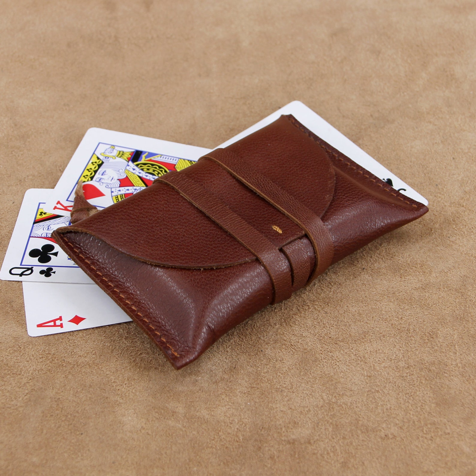 Vintage Wrap Style Leather Playing Card Case Poker Card Case Etsy UK
