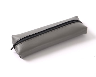 Goatskin Leather Zipper Pen Case, Personalized Pencil Pouch