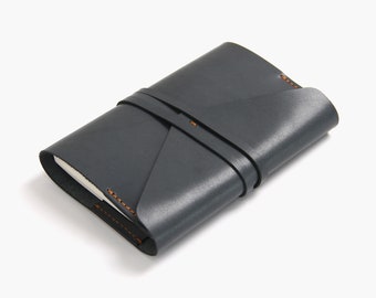 Personalized Leather Journal A6, Envelope Wrap Style Refillable Notebook