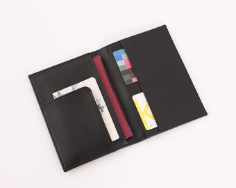 Funda de lujo para pasaporte de piel con bolsillos adicionales