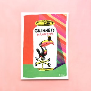 Guinness Can Print 2 - 5"x7," Beer can, Art Print, Illustration, Vintage, Vintage Can